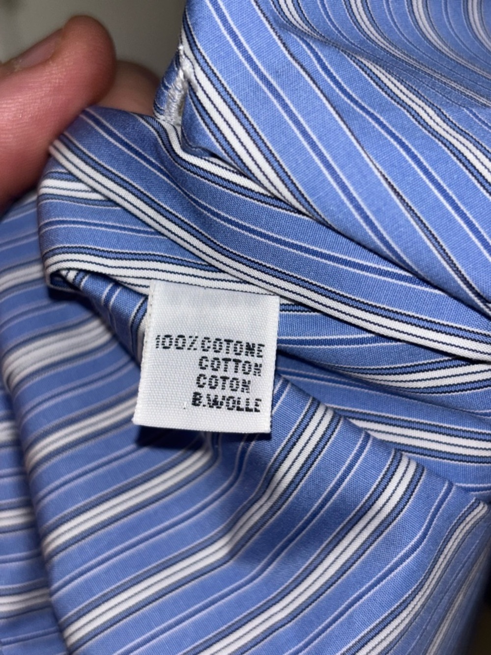 KITON 100% COTTON ITALIAN MADE DRESS SHIRT 16 1/2x33 LT BLUE & WHITE STRIPES - Picture 8 of 10